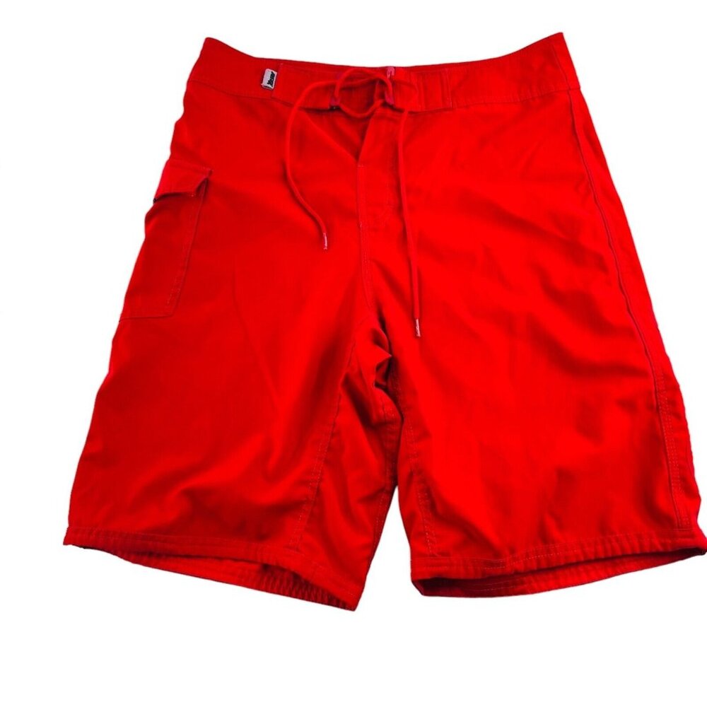 Reef Mens Red Board Shorts Swim Trunks Cargo Pocket Size‎ 32 Solid Quick Dry
